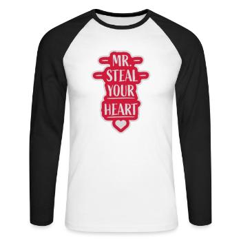 Mr steal your heart - Unisex Long Sleeve Baseball T-Shirt - white/black - Front - Nik (191cm)
