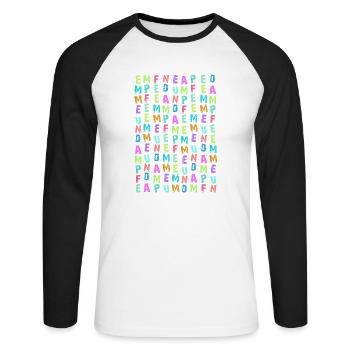 EMMEUNDAMPFE COLORS - Unisex Baseballshirt langarm - Weiß/Schwarz - Vorne - Nik (191cm)