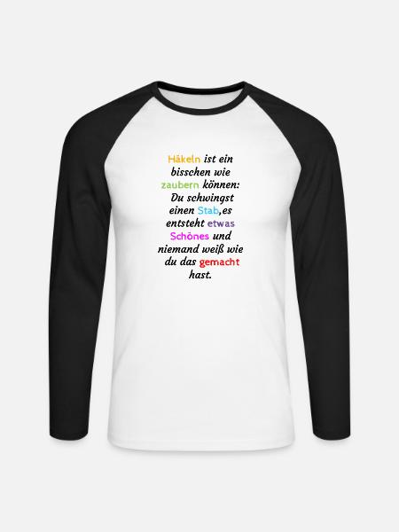 Häkeln ist wie zaubern 2 - Unisex Baseballshirt langarm - Weiß/Schwarz