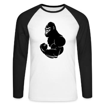 Gorilla Strong - Unisex Long Sleeve Baseball T-Shirt - white/black - Front - Nik (191cm)
