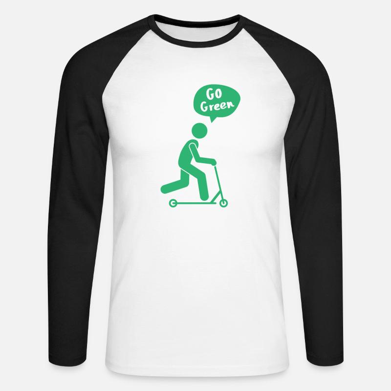 Go Green E-Scooter - Unisex Baseballshirt langarm - Weiß/Schwarz