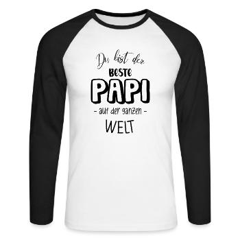 Du bist der beste PAPI auf der ganzen Welt - Unisex Baseballshirt langarm - Weiß/Schwarz - Vorne - Nik (191cm)
