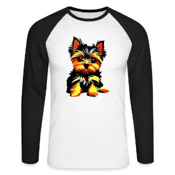 Dog Dog Owner Yorkshire Terrier Puppy - Unisex Long Sleeve Baseball T-Shirt - white/black - Front - Nik (191cm)