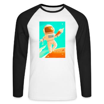 Astronaut mit Eiscreme - Unisex Baseballshirt langarm - Weiß/Schwarz - Vorne - Nik (191cm)
