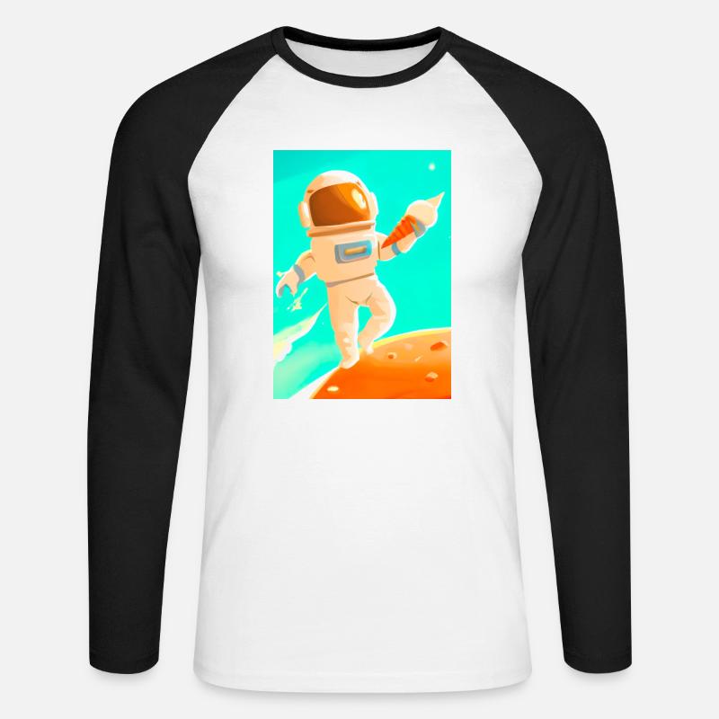 Astronaut mit Eiscreme - Unisex Baseballshirt langarm - Weiß/Schwarz