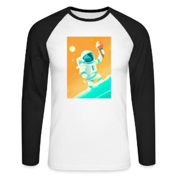 Astronaut mit Eiscreme - Unisex Baseballshirt langarm - Weiß/Schwarz - Vorne - Nik (191cm)