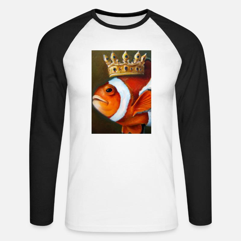 Clownfisch mit einer Krone - Unisex Baseballshirt langarm - Weiß/Schwarz