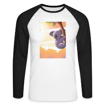 Ein Koala hängt an einem Baum - Unisex Baseballshirt langarm - Weiß/Schwarz - Vorne - Nik (191cm)