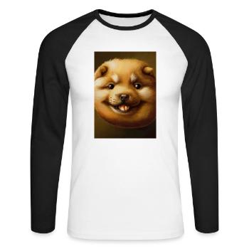 Kartoffel-Hund-Gesicht - Unisex Baseballshirt langarm - Weiß/Schwarz - Vorne - Nik (191cm)