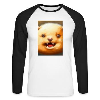 Kartoffel-Hund-Gesicht - Unisex Baseballshirt langarm - Weiß/Schwarz - Vorne - Nik (191cm)