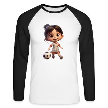 Female Footballer Girl - Unisex Long Sleeve Baseball T-Shirt - white/black - Front - Nik (191cm)