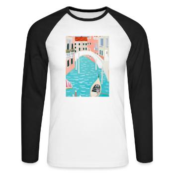 Venedig Italien - Unisex Baseballshirt langarm - Weiß/Schwarz - Vorne - Nik (191cm)