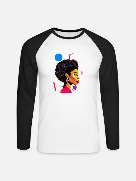 Frau in Farbe - Unisex Baseballshirt langarm - Weiß/Schwarz