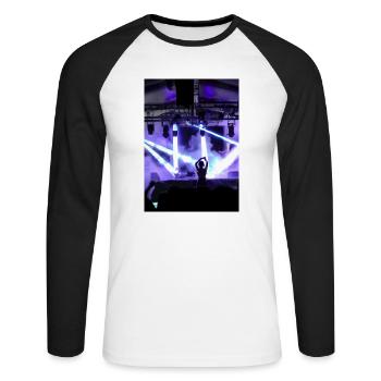 DJ beim Festival - Unisex Baseballshirt langarm - Weiß/Schwarz - Vorne - Nik (191cm)