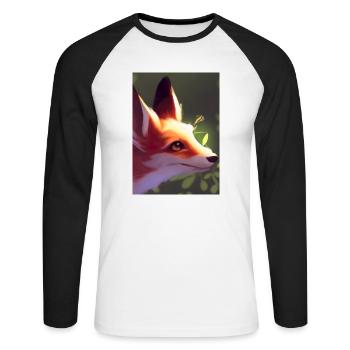 Niedliche Fuchs-Malerei - Unisex Baseballshirt langarm - Weiß/Schwarz - Vorne - Nik (191cm)