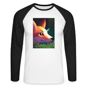 Niedliche Fuchs-Malerei - Unisex Baseballshirt langarm - Weiß/Schwarz - Vorne - Nik (191cm)