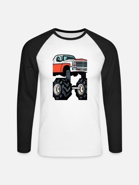 Monstertruck-Malerei - Unisex Baseballshirt langarm - Weiß/Schwarz