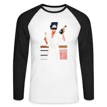 Frauen Weinbad - Unisex Baseballshirt langarm - Weiß/Schwarz - Vorne - Nik (191cm)