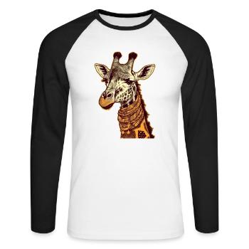 Lydia die Giraffe - Unisex Baseballshirt langarm - Weiß/Schwarz - Vorne - Nik (191cm)