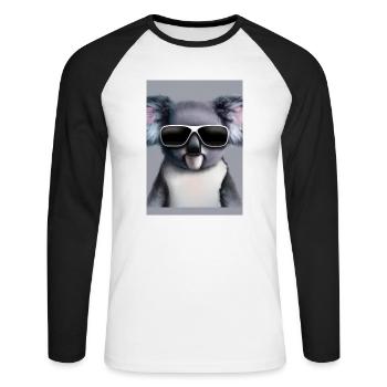 Koala mit Sonnenbrille - Unisex Baseballshirt langarm - Weiß/Schwarz - Vorne - Nik (191cm)