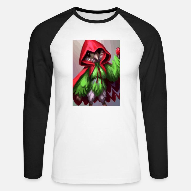 Erdbeervogel - Unisex Baseballshirt langarm - Weiß/Schwarz