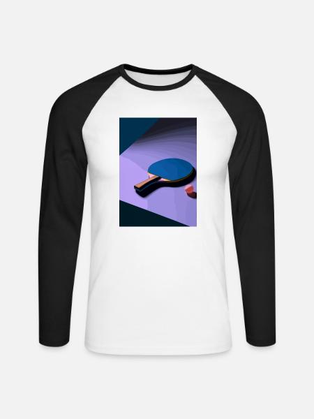 Tischtennisschläger - Unisex Baseballshirt langarm - Weiß/Schwarz
