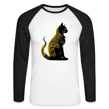 Cat - Unisex Long Sleeve Baseball T-Shirt - white/black - Front - Nik (191cm)