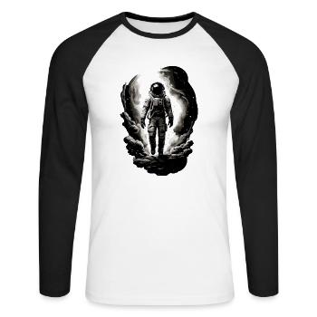 Astronaut - Unisex Baseballshirt langarm - Weiß/Schwarz - Vorne - Nik (191cm)