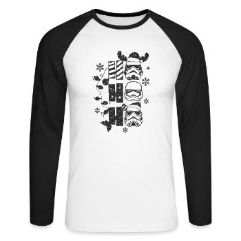 Xmas christmas santa clau naughty holidays winter - Unisex Long Sleeve Baseball T-Shirt - white/black - Front - Nik (191cm)