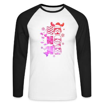 Xmas christmas santa clau naughty holidays winter - Unisex Long Sleeve Baseball T-Shirt - white/black - Front - Nik (191cm)