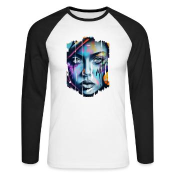 Graffiti Street Art Spray Colors Cool Artist Retro - Unisex Long Sleeve Baseball T-Shirt - white/black - Front - Nik (191cm)