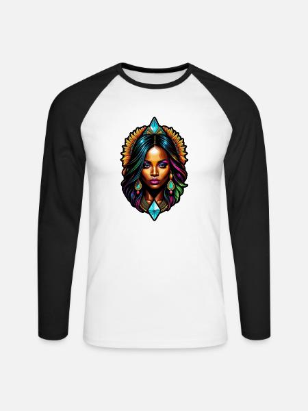 Afro Frau - Schönheit - Unisex Baseballshirt langarm - Weiß/Schwarz