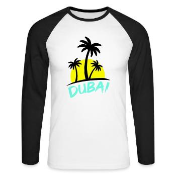 Dubaï - T-shirt baseball manches longues Homme - blanc/noir - Devant - Nik (191cm)