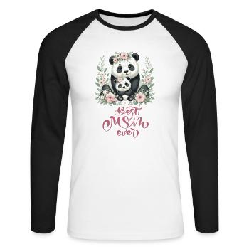 Best Mom Ever Panda Lover Floral Wreath I Mom - Unisex Long Sleeve Baseball T-Shirt - white/black - Front - Nik (191cm)
