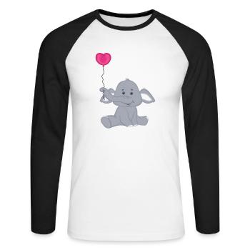 Baby Elephant with Heart Air Balloon - Unisex Long Sleeve Baseball T-Shirt - white/black - Front - Nik (191cm)