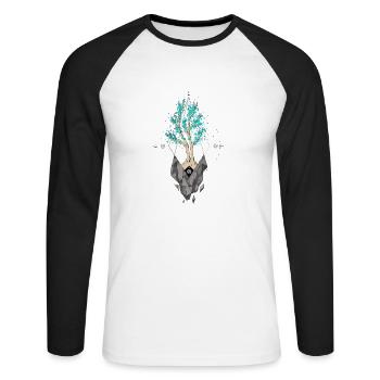 Bubbletree - Unisex Baseballshirt langarm - Weiß/Schwarz - Vorne - Nik (191cm)