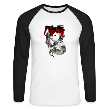 Dragon - Unisex Baseballshirt langarm - Weiß/Schwarz - Vorne - Nik (191cm)