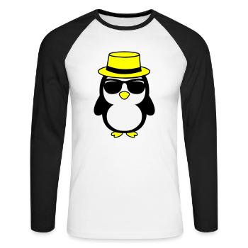 cool pinguin 02 - Unisex Baseballshirt langarm - Weiß/Schwarz - Vorne - Nik (191cm)
