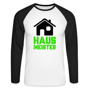 Gardien 1 - T-shirt baseball manches longues Homme - blanc/noir - Devant - Nik (191cm)