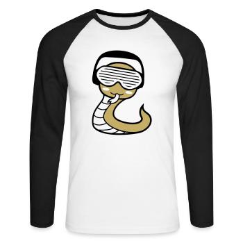 Cute Headphones Party Club Music Fun - Unisex Long Sleeve Baseball T-Shirt - white/black - Front - Nik (191cm)