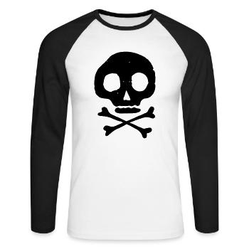 Crâne et os - T-shirt baseball manches longues Homme - blanc/noir - Devant - Nik (191cm)