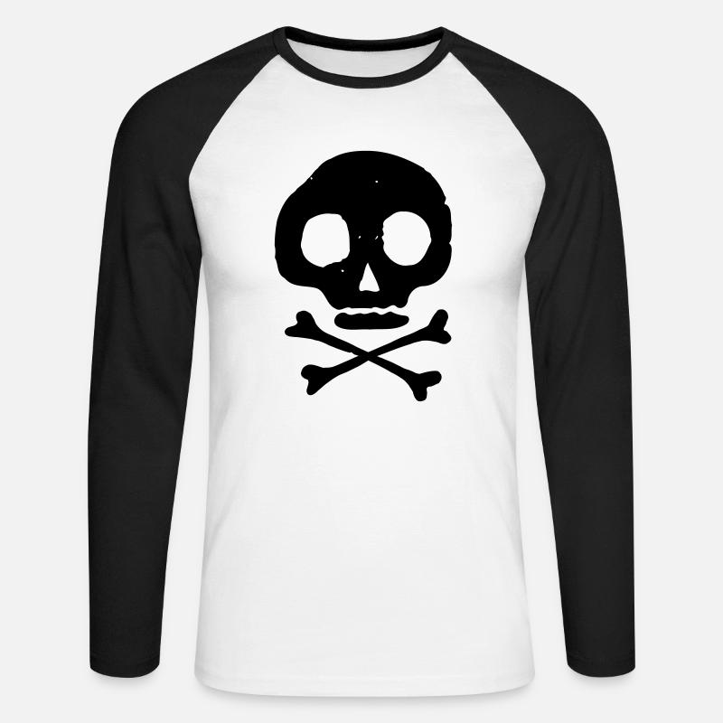 Schädel & Knochen - Unisex Baseballshirt langarm - Weiß/Schwarz