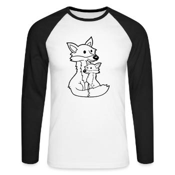 2 Foxes Mother Red Fox Little Child Father Mom - Unisex Long Sleeve Baseball T-Shirt - white/black - Front - Nik (191cm)