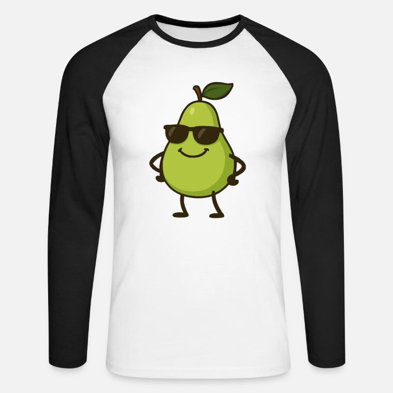 Pear Comic Cool - Unisex Long Sleeve Baseball T-Shirt - white/black
