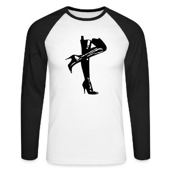 high heels - Unisex Baseballshirt langarm - Weiß/Schwarz - Vorne - Nik (191cm)