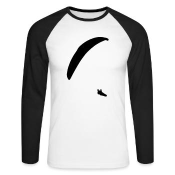 gleitschirm klein - Unisex Baseballshirt langarm - Weiß/Schwarz - Vorne - Nik (191cm)