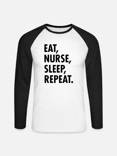 Eat, Nurse, Sleep, Repeat. - Unisex Long Sleeve Baseball T-Shirt - white/black