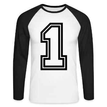 1 Zahl symbol - Unisex Baseballshirt langarm - Weiß/Schwarz - Vorne - Nik (191cm)