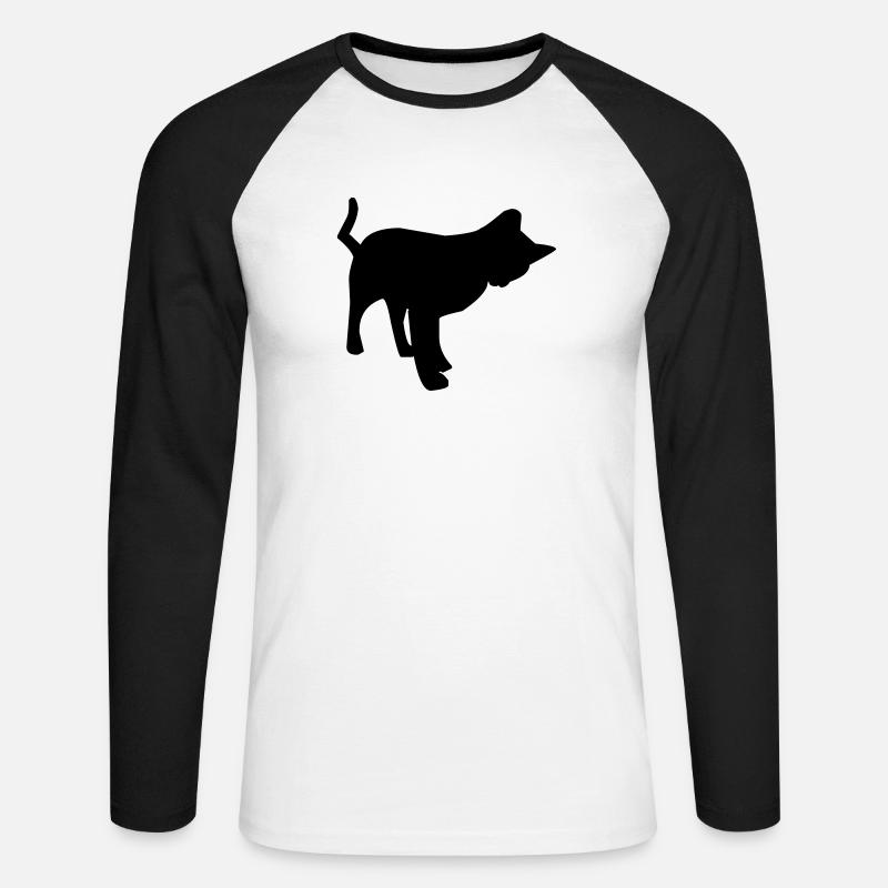 Spielende Katze - Unisex Baseballshirt langarm - Weiß/Schwarz