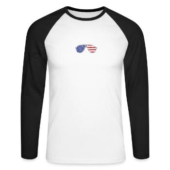 cru BEAGLE Amérique drapeau - T-shirt baseball manches longues Homme - blanc/noir - Devant - Nik (191cm)
